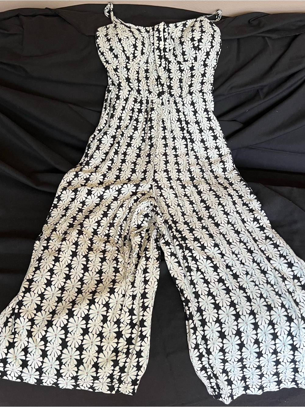 AUW Black Jumpsuit with White Daisy Print